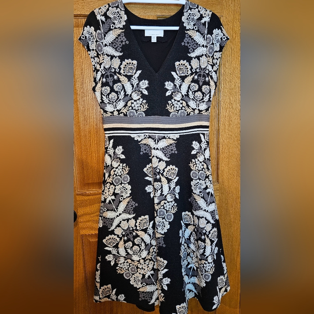 Ett Twa By Anthropogie Soiree Floral Embroidered Fit & Flare Dress Sz. 10 - Picture 3 of 9